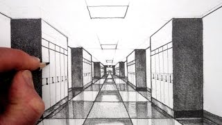 How to Draw 1Point Perspective for Beginners A Hallway [upl. by Ayoj38]