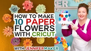 How to Make Paper Flowers in Cricut Design Space  All 10 Flowers [upl. by Margot17]