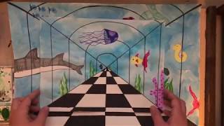 One Point Perspective Aquarium Drawing [upl. by Fontana]