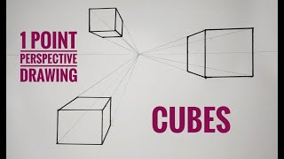 1 Point Perspective Cube Drawing for Beginners [upl. by Llemrej]