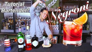 NEGRONI  TUTORIAL BARTENDER  TECNICA ROLL  DOBLE GRIP  COCKTAIL [upl. by Lockwood701]