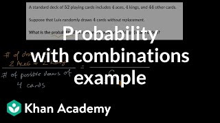 Probability with combinations example choosing cards  Probability amp combinatorics [upl. by Einwat]