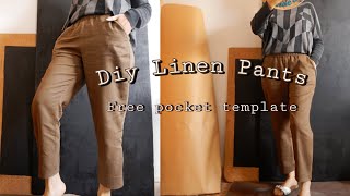 DIY LINEN PANTS  Easy sewing tutorial How to sew a linen trouser [upl. by Eedia]