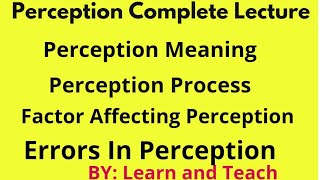 PERCEPTION IN HINDI  Concept amp Errors in Perception  Organizational Behaviour  BBAMBABcom  ppt [upl. by Furlani]