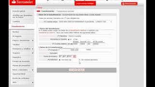 Banco Santander  Transferencias banca online [upl. by Aratehs]