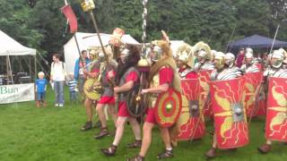 Roman Reenactment at the Amphitheatre in Caerleon Marching In [upl. by Jodie197]