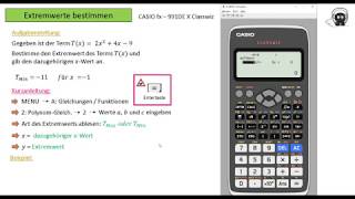 Extremwerte bestimmen  2 Tutorial  Casio fx991 DE X Classwiz [upl. by Etiuqram605]