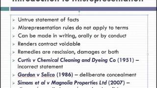 Misrepresentation Lecture 1 of 4 [upl. by Sew]