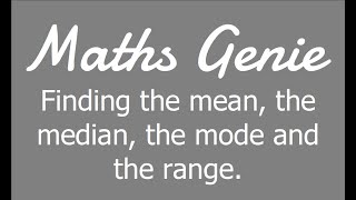 Finding the Mean Median Mode and Range [upl. by Akenehs]