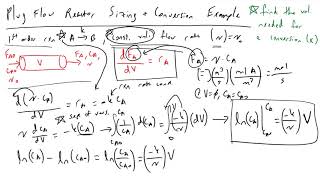 Plug Flow Reactor PFR Sizing and Conversion Example [upl. by Elrebma777]